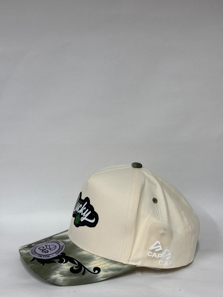 Gorra de lona 5p - Beige x Verde / Lucky  3