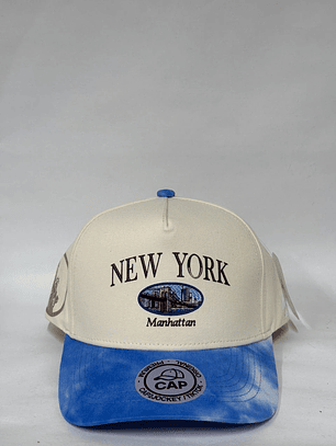 Gorra de lona 5p - Beige x Azul / New York Manhattan 