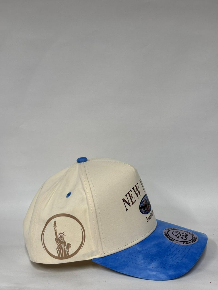 Gorra de lona 5p - Beige x Azul / New York Manhattan  2
