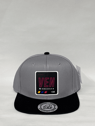 Gorra de lona plana 6p - Gris x Negro / Ven - Venezuela 