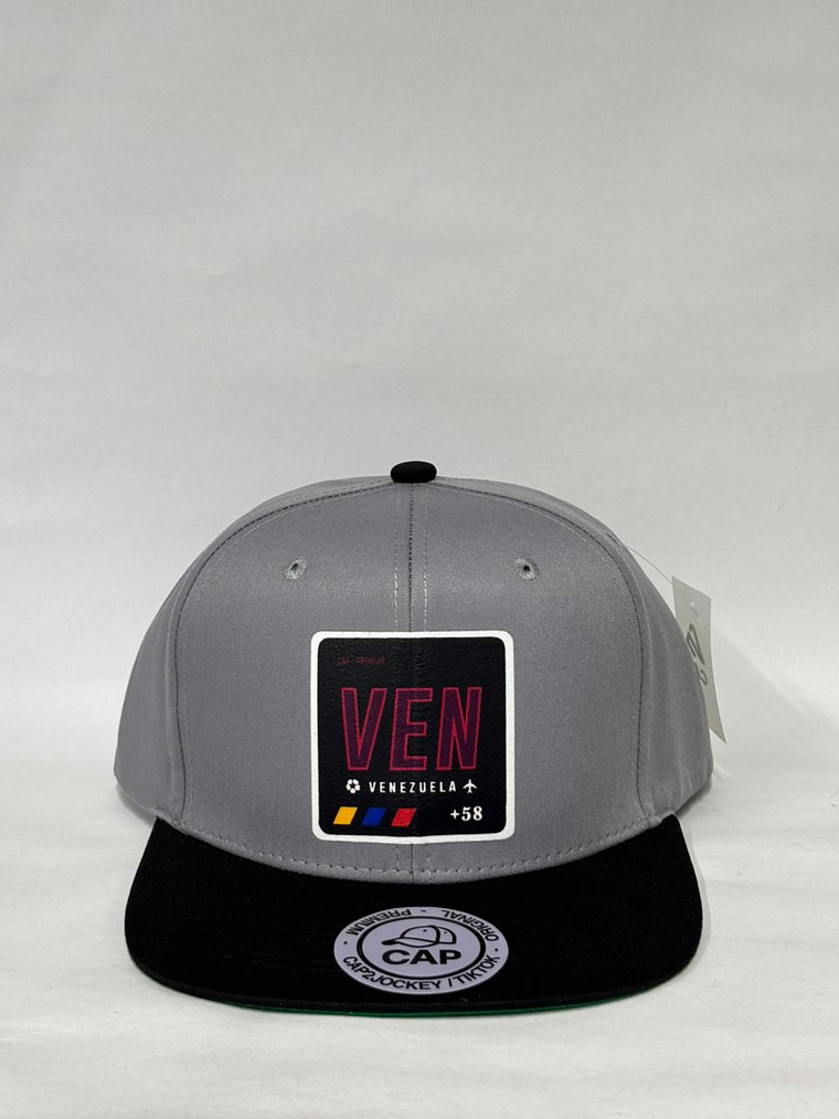Gorra de lona plana 6p - Gris x Negro / Ven - Venezuela  1