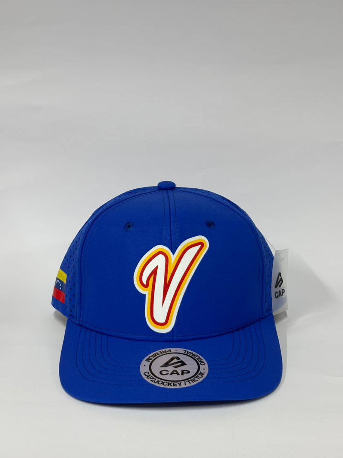 Gorra de lona con laser 6p - Azul rey / Venezuela beisbol WBC 1