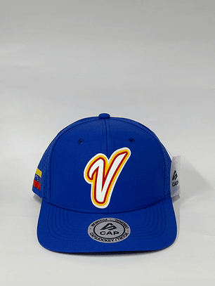 Gorra de lona con laser 6p - Azul rey / Venezuela beisbol WBC