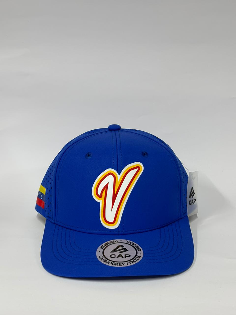 Gorra de lona con laser 6p - Azul rey / Venezuela beisbol WBC 1