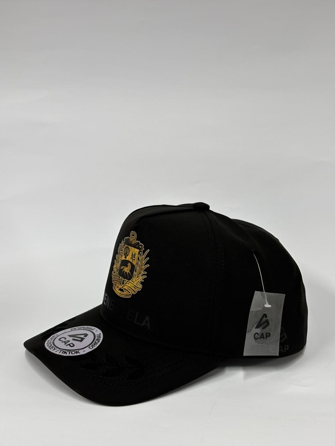 Gorra de lona 5p - Negro / Venezuela Escudo Gold  3
