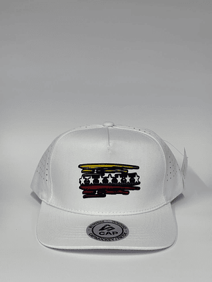 Gorra de lona 5p - Blanco / Bandera tricolor Vzla 