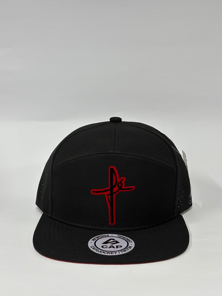 Gorra de lona 7p - Negro x rojo / FE ultra  1