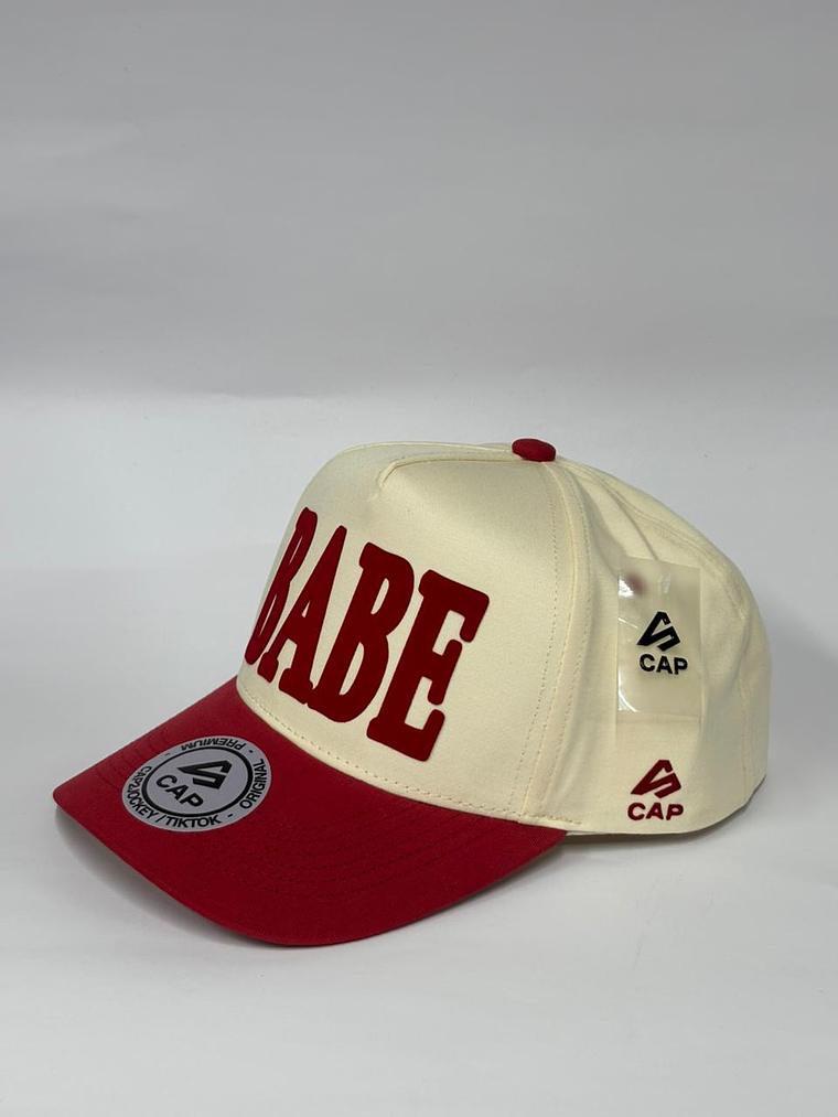 Gorra de lona 5p - Beige x rojo - BABE  3