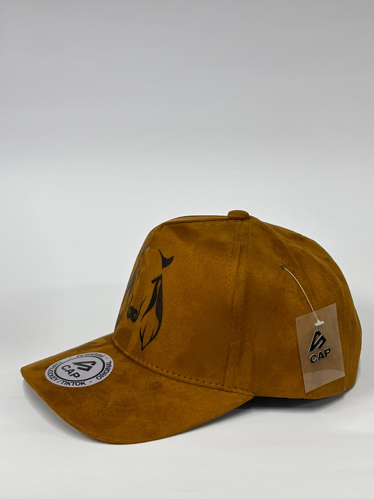Gorra de gamuza 5p - Marrón / toro cebú  2