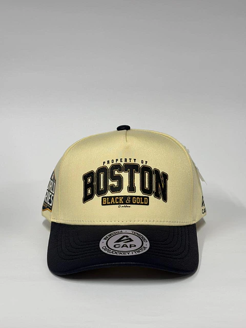 Gorra de lona 5p - beige x azul m / Boston black & Gold 