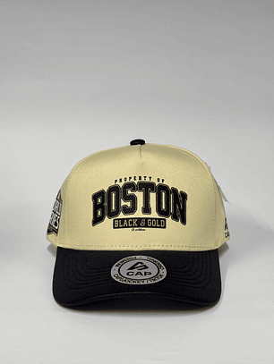 Gorra de lona 5p - beige x azul m / Boston black & Gold 