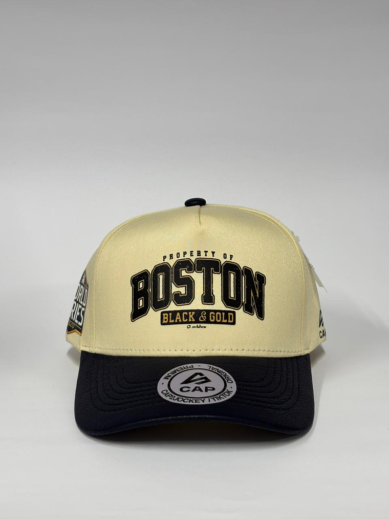 Gorra de lona 5p - beige x azul m / Boston black & Gold  1