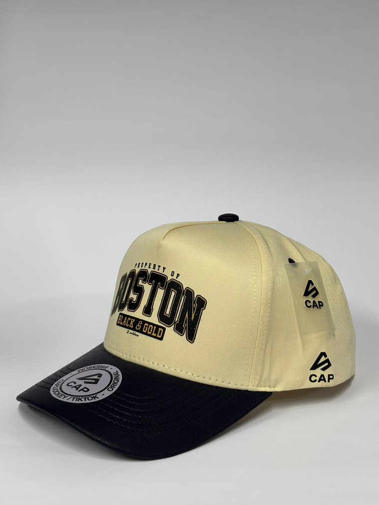 Gorra de lona 5p - beige x azul m / Boston black & Gold  3