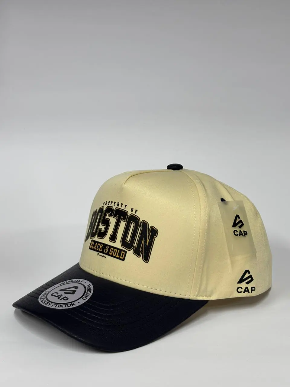 Gorra de lona 5p - beige x azul m / Boston black & Gold  3