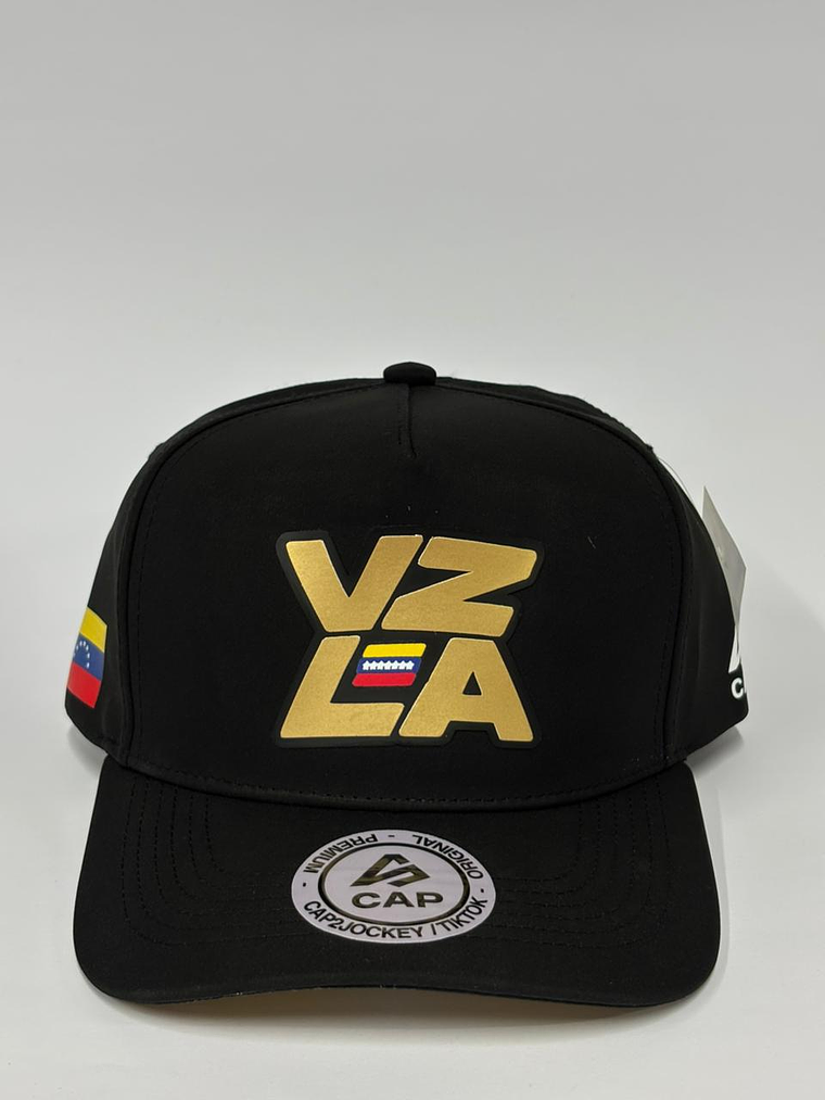 Gorra de lona 5p . Negro / Vzla letras gold  1