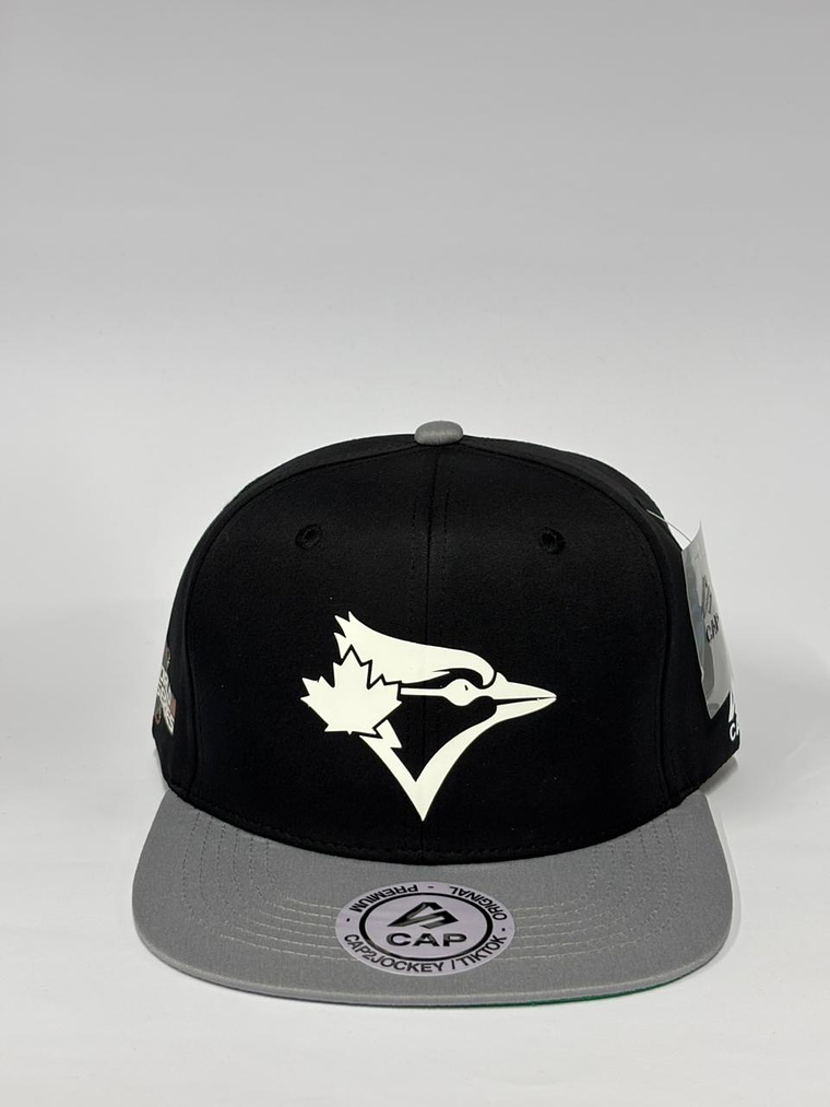 Gorra de lona 6p plana - Bitono Negro x gris - Toronto blue jays 1