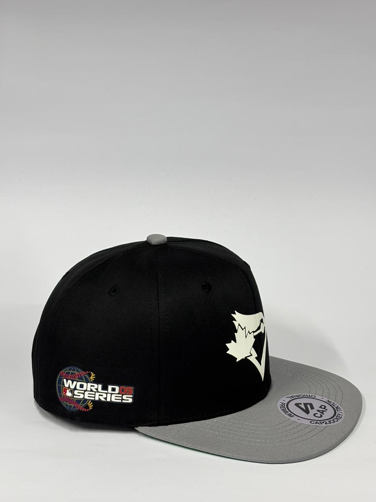 Gorra de lona 6p plana - Bitono Negro x gris - Toronto blue jays 2