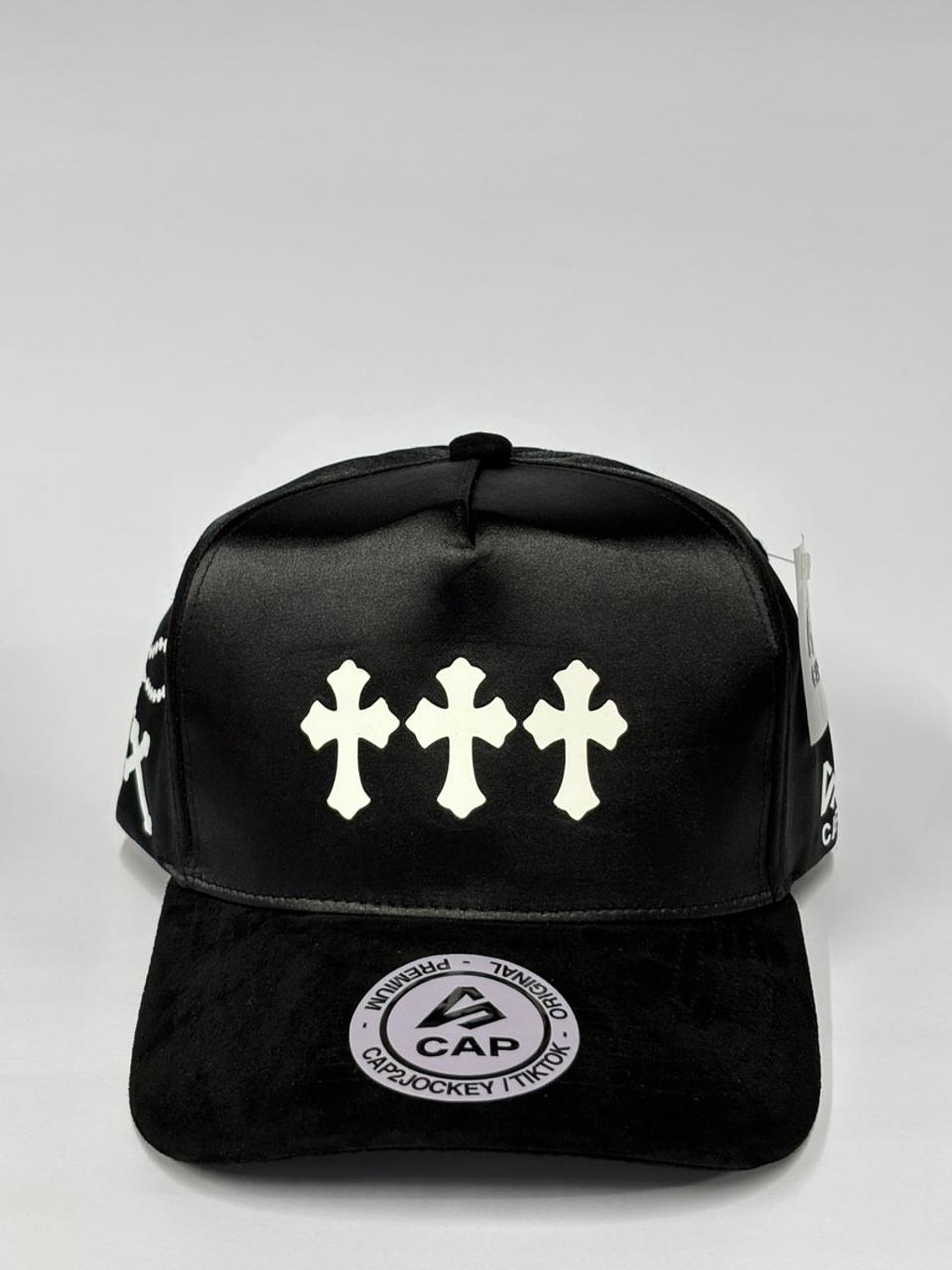 Gorra de satín y gamuza 5p - Negro / Cruz de fe  1