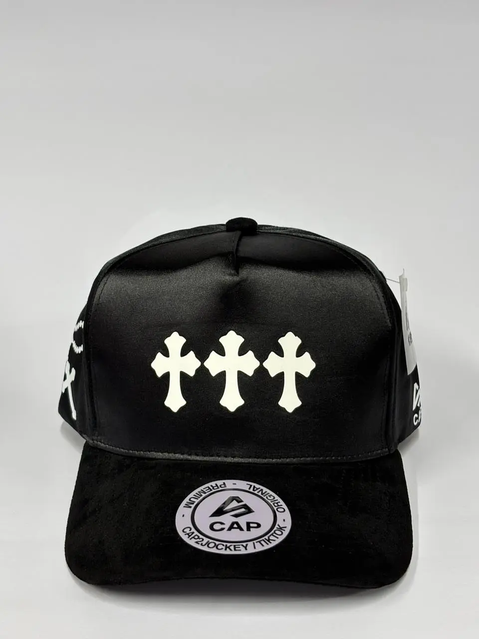 Gorra de satín y gamuza 5p - Negro / Cruz de fe  1