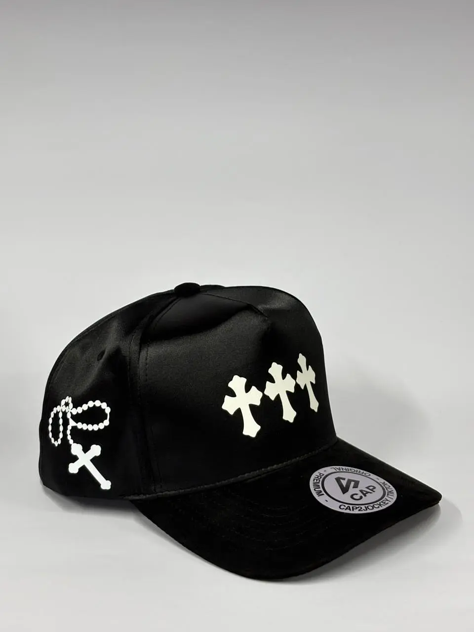 Gorra de satín y gamuza 5p - Negro / Cruz de fe  2