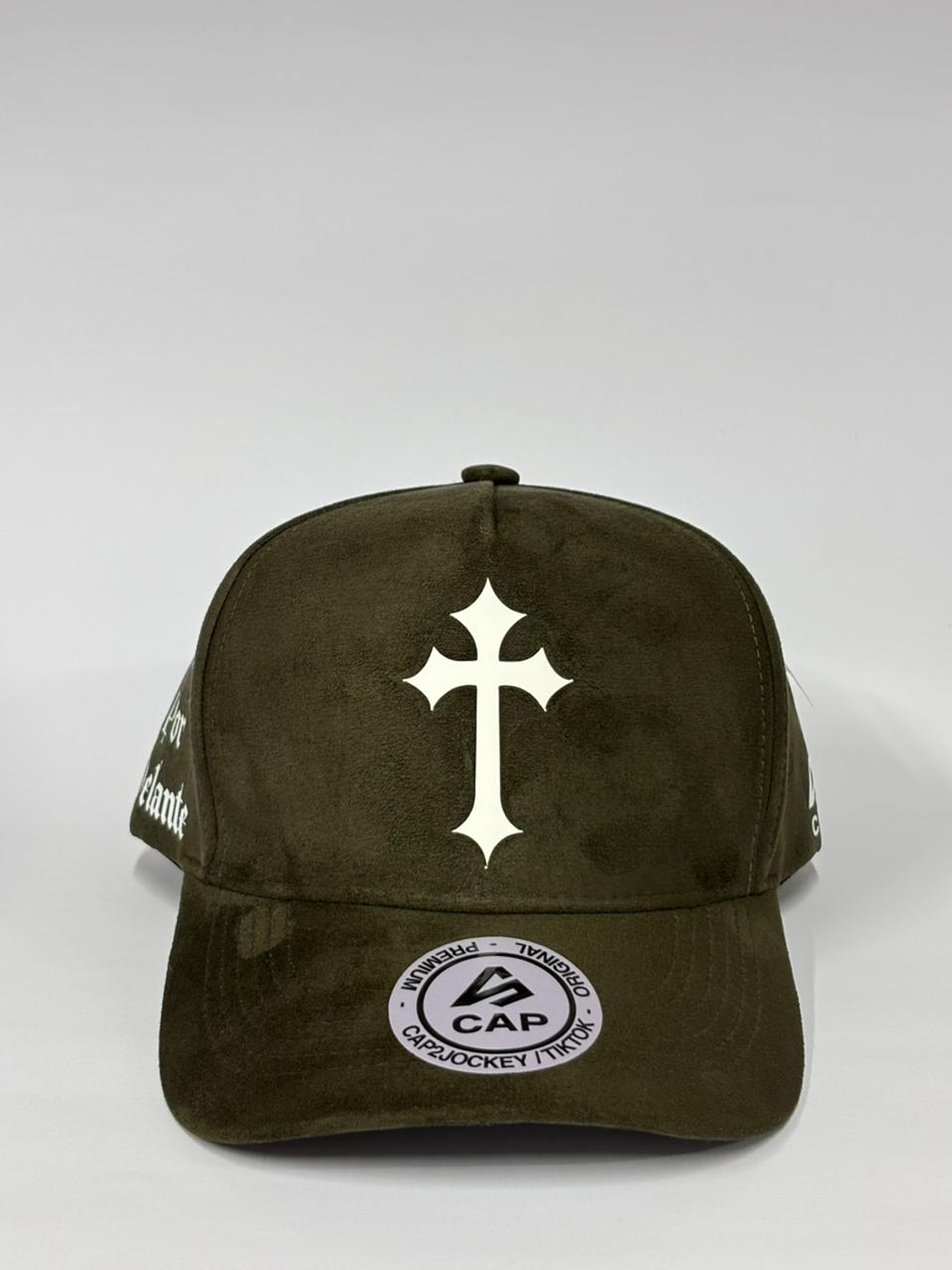 Gorra de gamuza 5p - Verde M / Cruz de fe  1