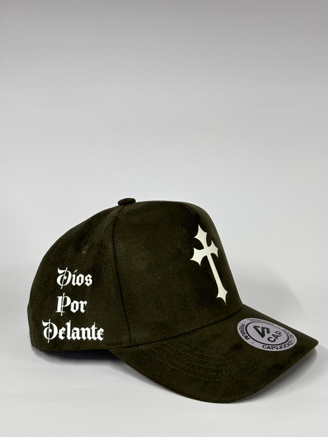 Gorra de gamuza 5p - Verde M / Cruz de fe  2