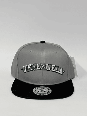 Gorra de lona plana 6p - Beige x negro / Venezuela .