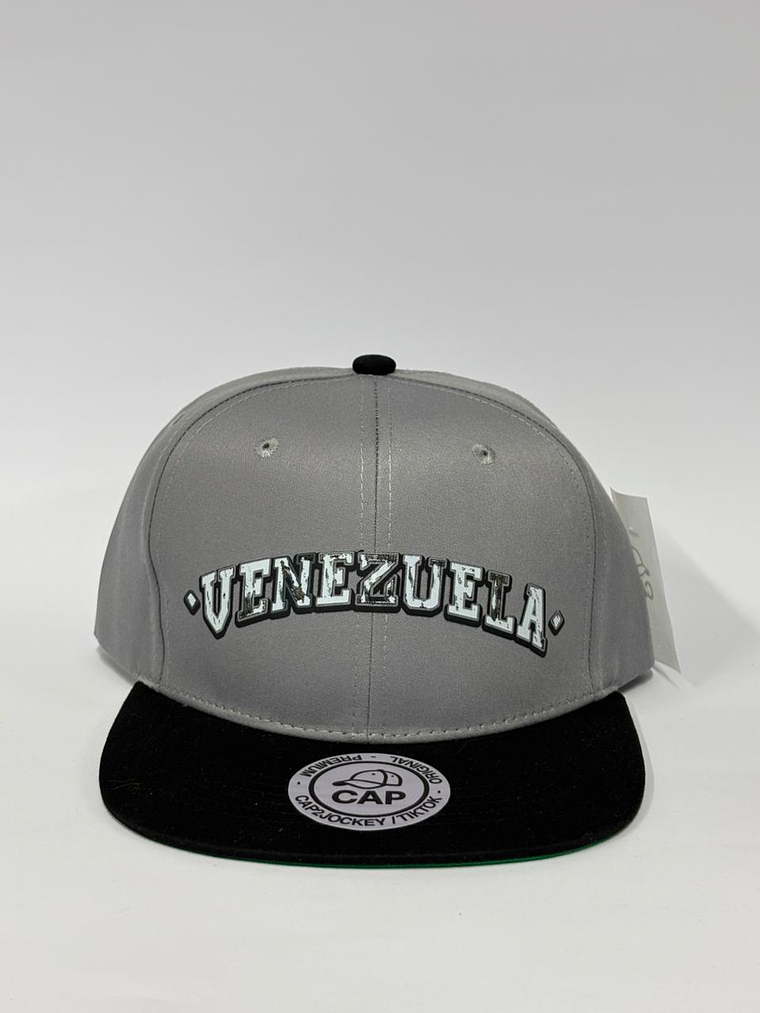Gorra de lona plana 6p - Beige x negro / Venezuela . 1