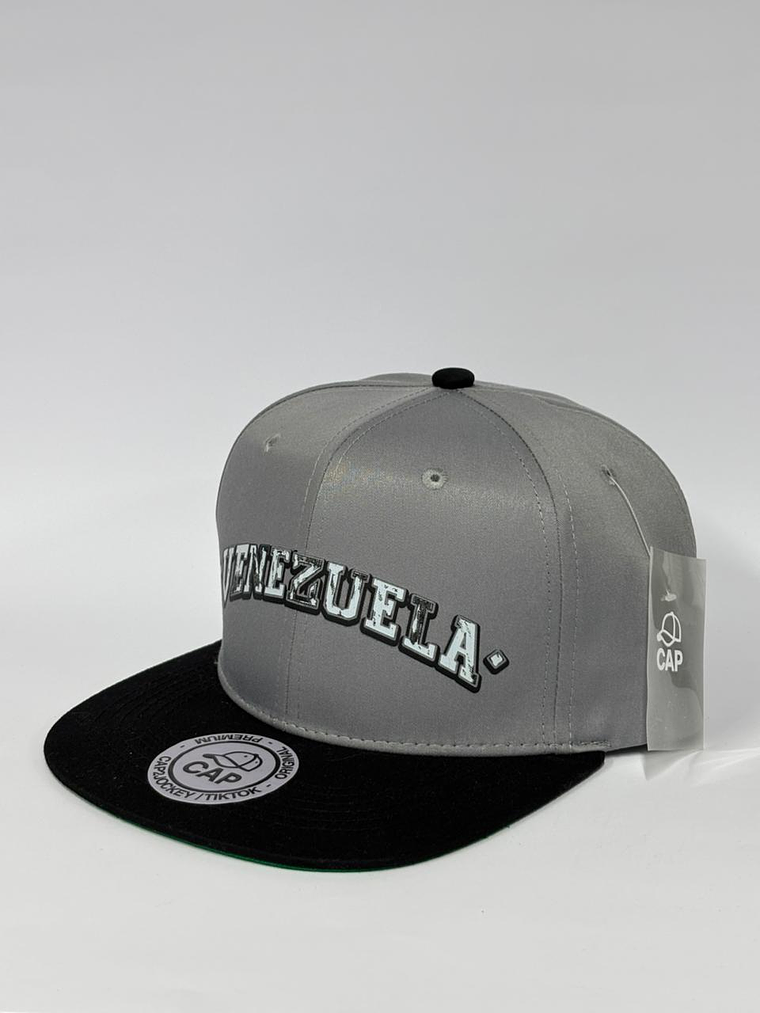 Gorra de lona plana 6p - Beige x negro / Venezuela . 2