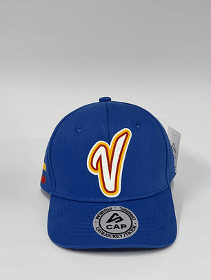 Gorra de lona 6p - azul rey / V venezuela - niño -