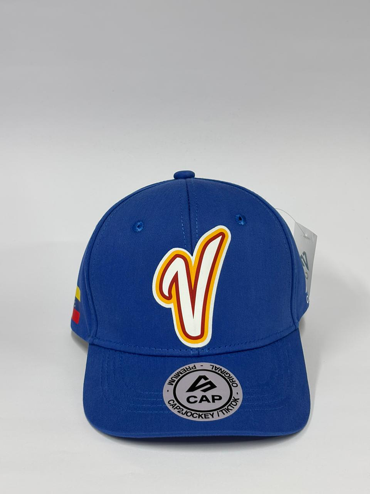 Gorra de lona 6p - azul rey / V venezuela - niño - 1