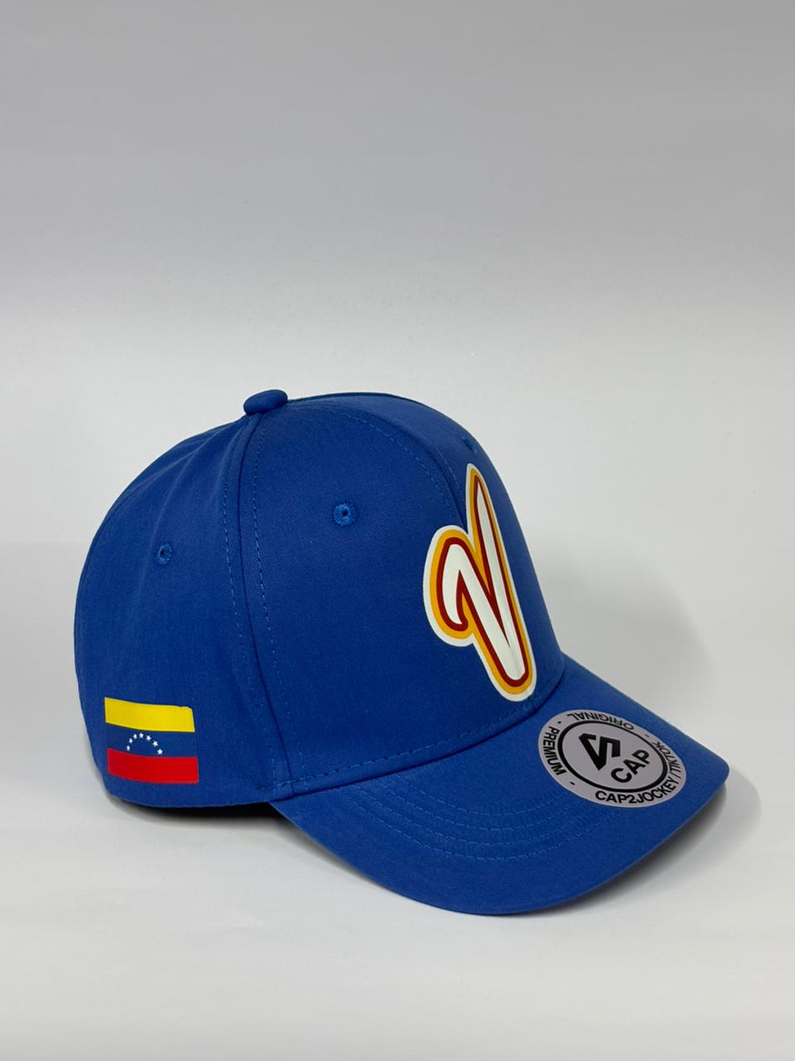 Gorra de lona 6p - azul rey / V venezuela - niño - 2