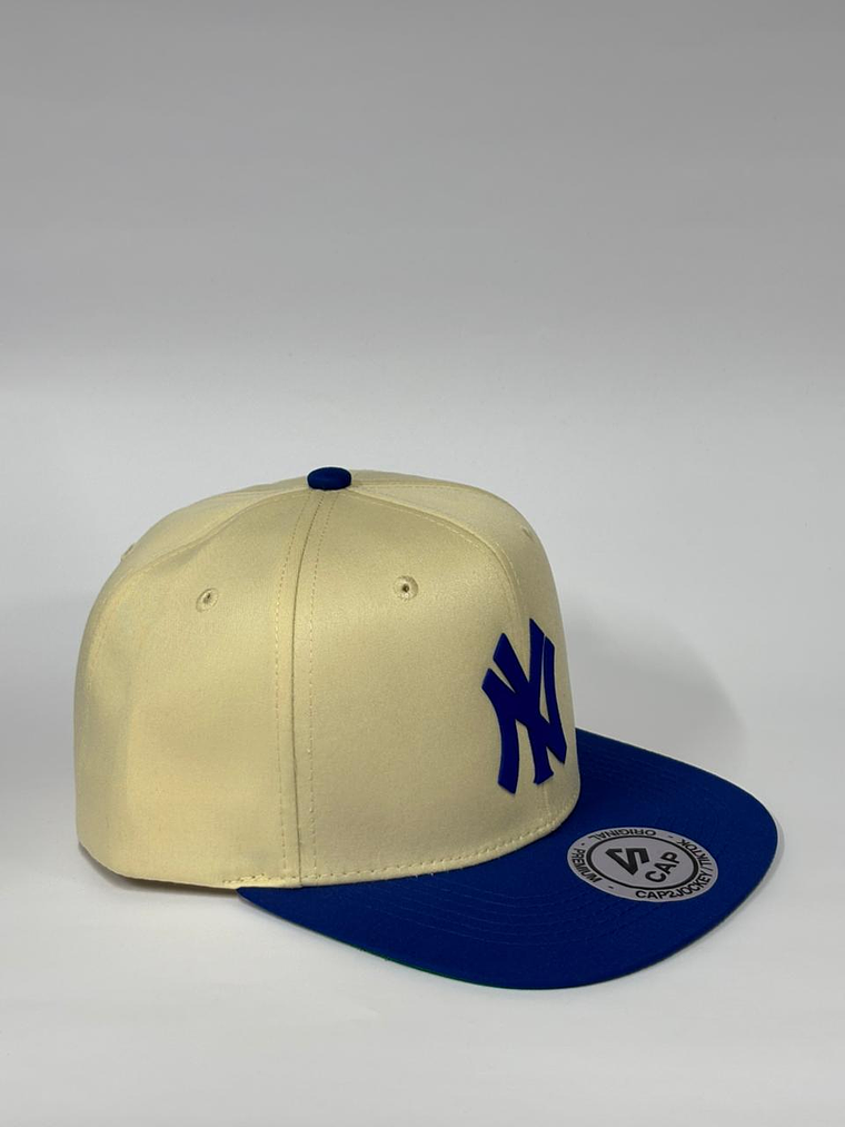 Gorra de lona lisa 6p - Beige x azul r / NY blue  2