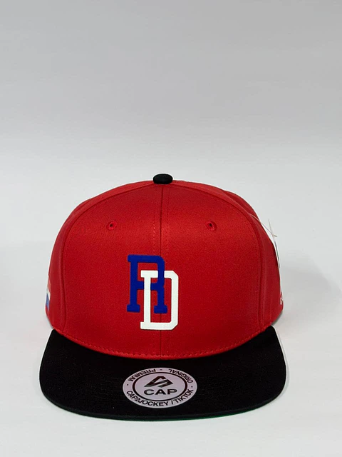 Gorra de lona lisa plana 6p - Rojo x negro / RD