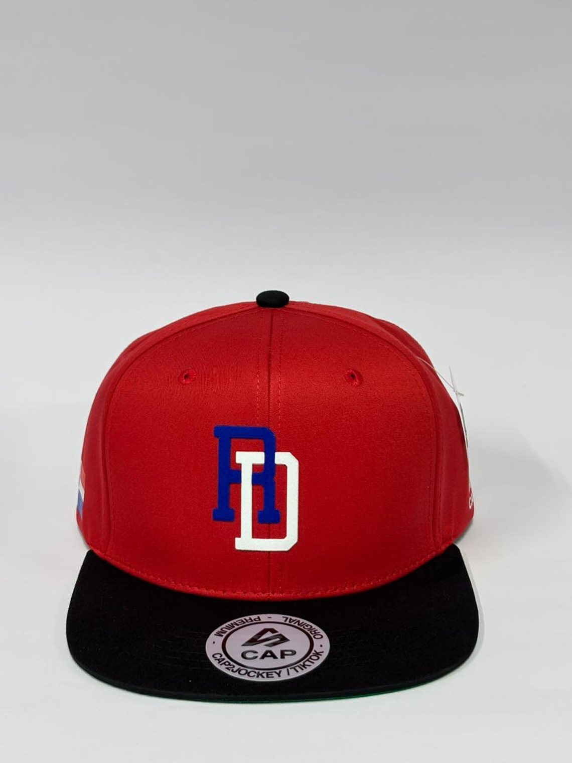 Gorra de lona lisa plana 6p - Rojo x negro / RD 1