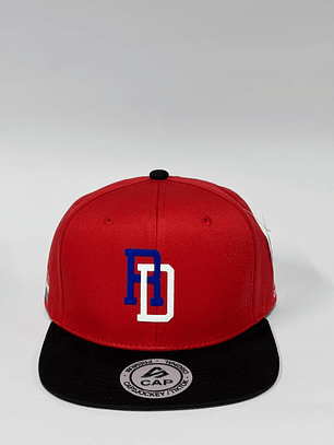 Gorra de lona lisa plana 6p - Rojo x negro / RD