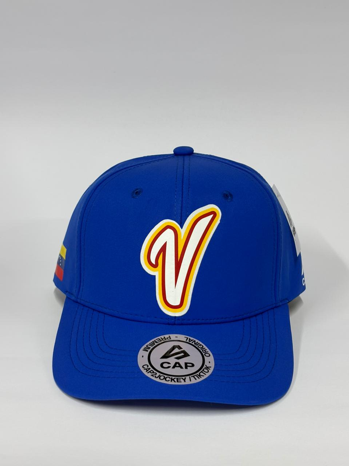 Gorra de lona lisa 6p - Azul rey / V venezuela CMB 1
