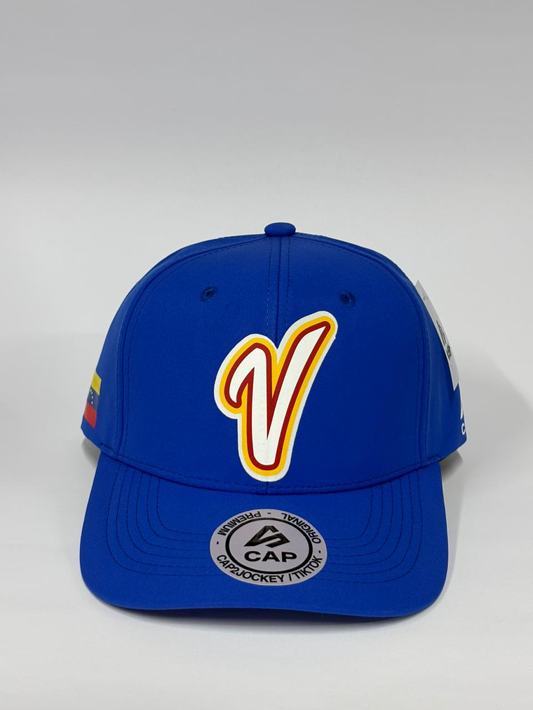 Gorra de lona lisa 6p - Azul rey / V venezuela CMB 1