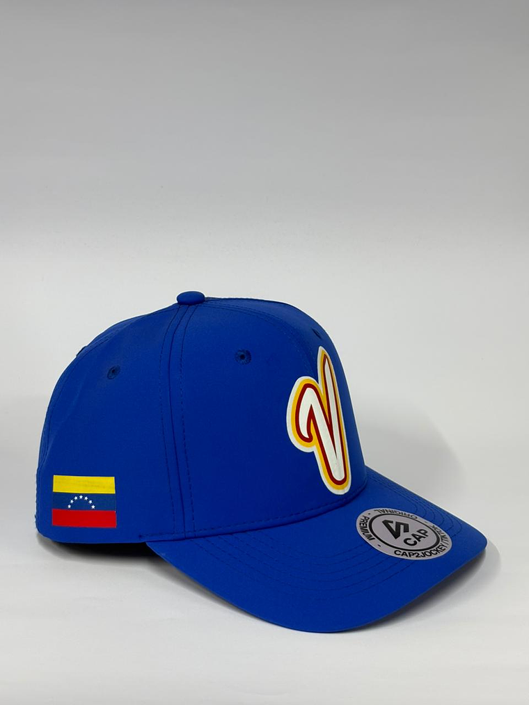 Gorra de lona lisa 6p - Azul rey / V venezuela CMB 2