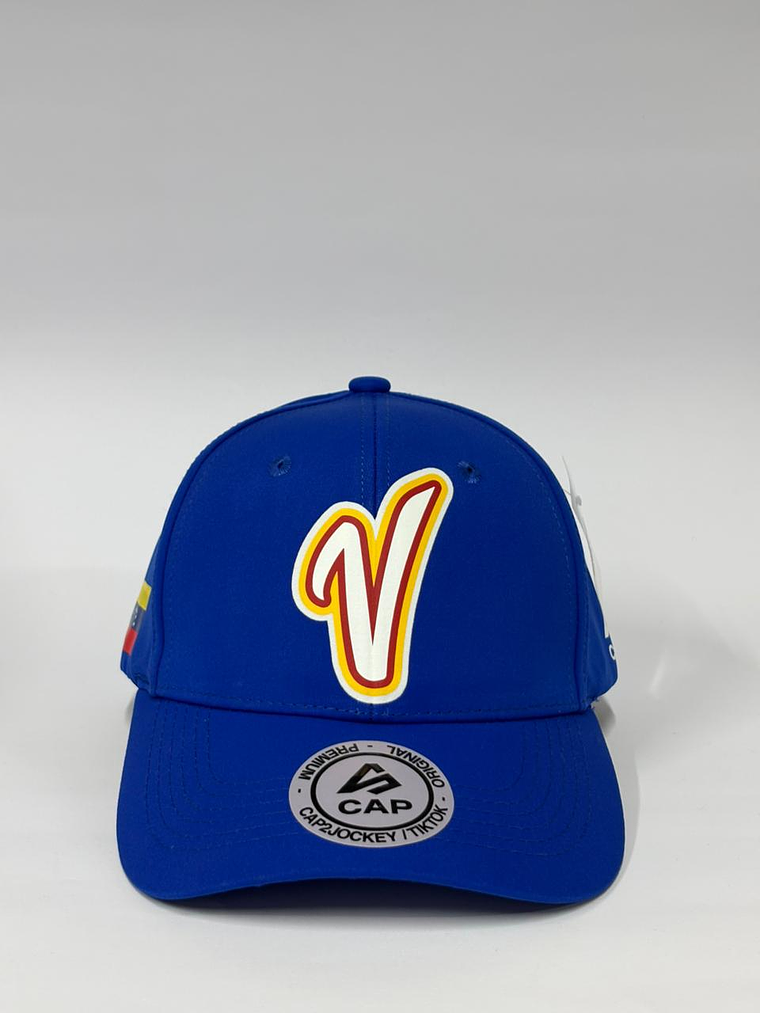 Gorra cerrada de lona 6p - Azul rey / V venezuela CMB 1