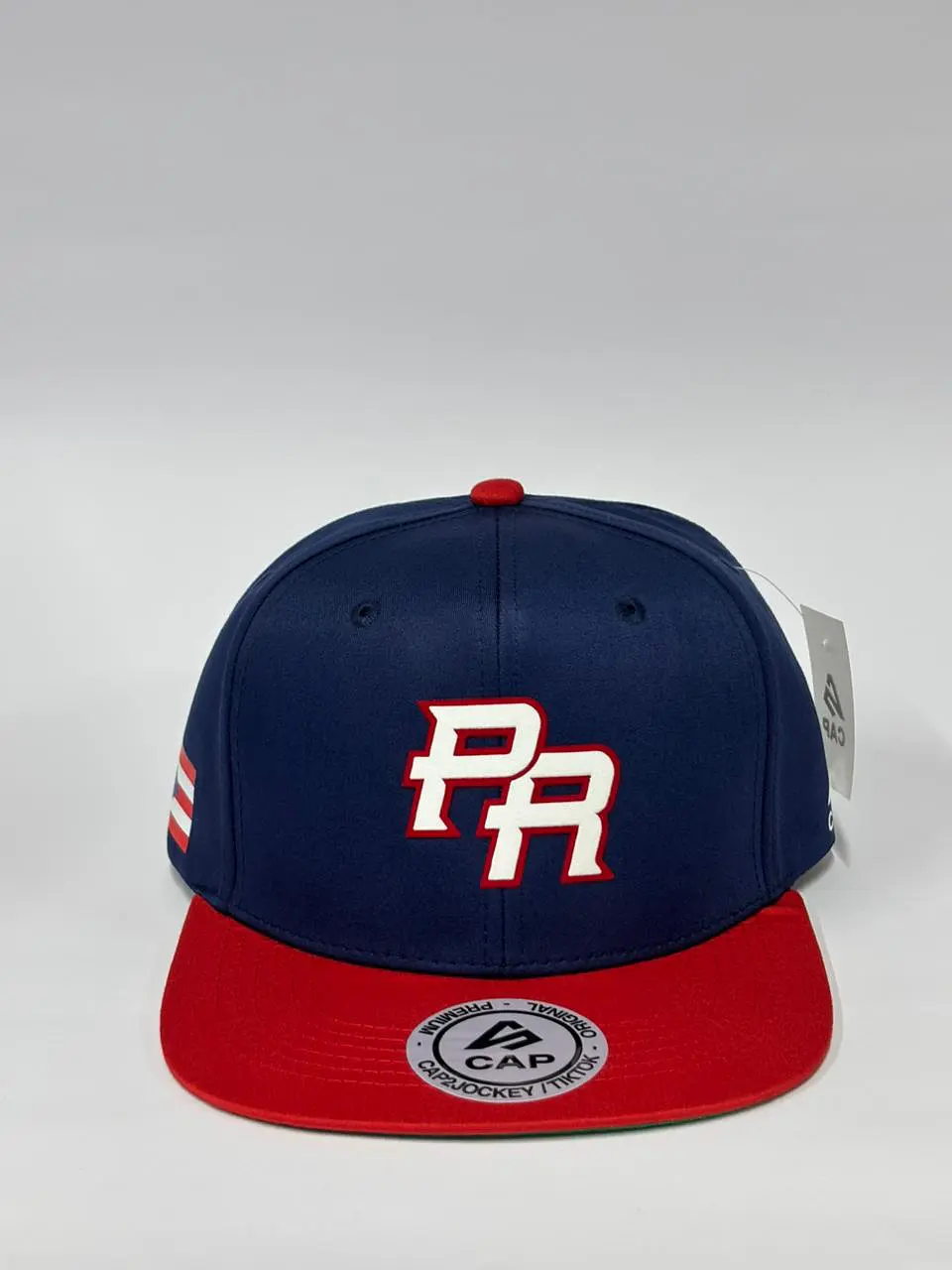 Gorra de lona 6p plana - Azul x rojo / PR - CMB  1