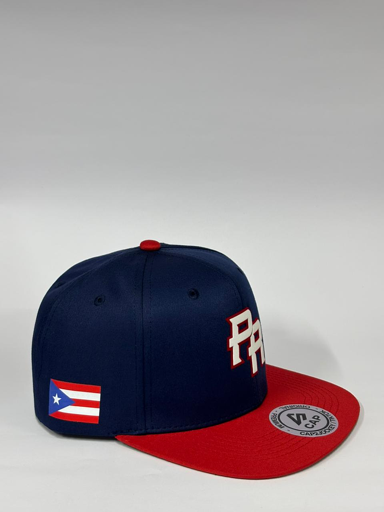 Gorra de lona 6p plana - Azul x rojo / PR - CMB  2
