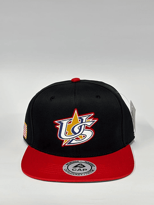 Gorra de lona 6p plana - Negro x rojo  / USA - CMB 