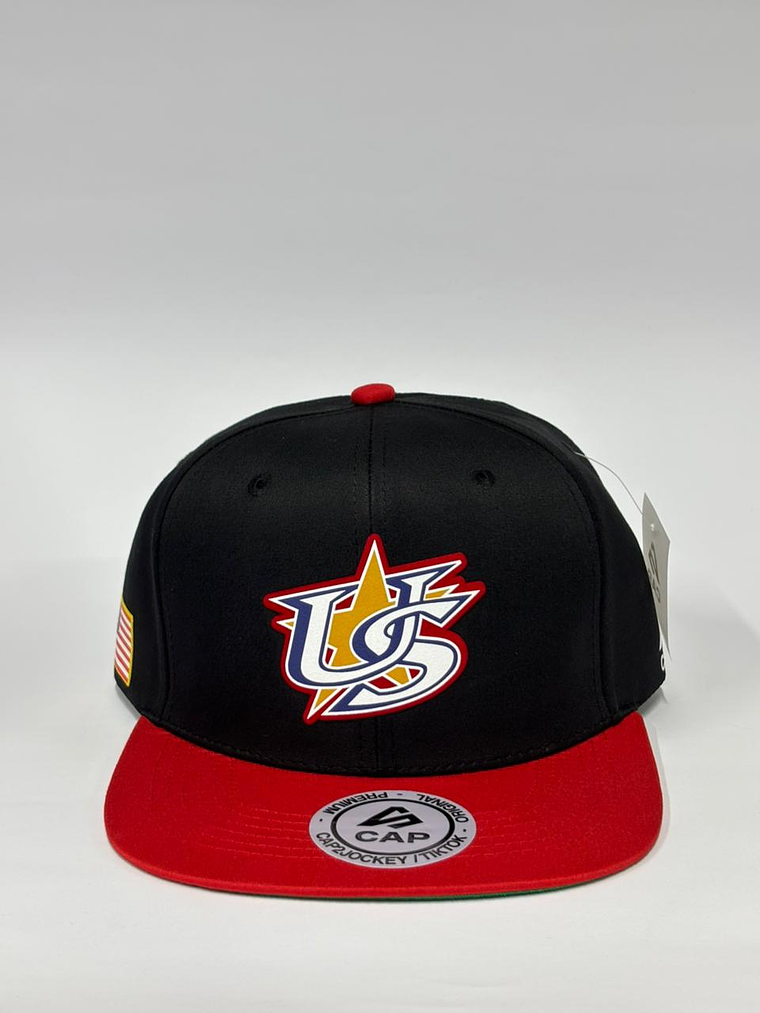 Gorra de lona 6p plana - Negro x rojo  / USA - CMB  1