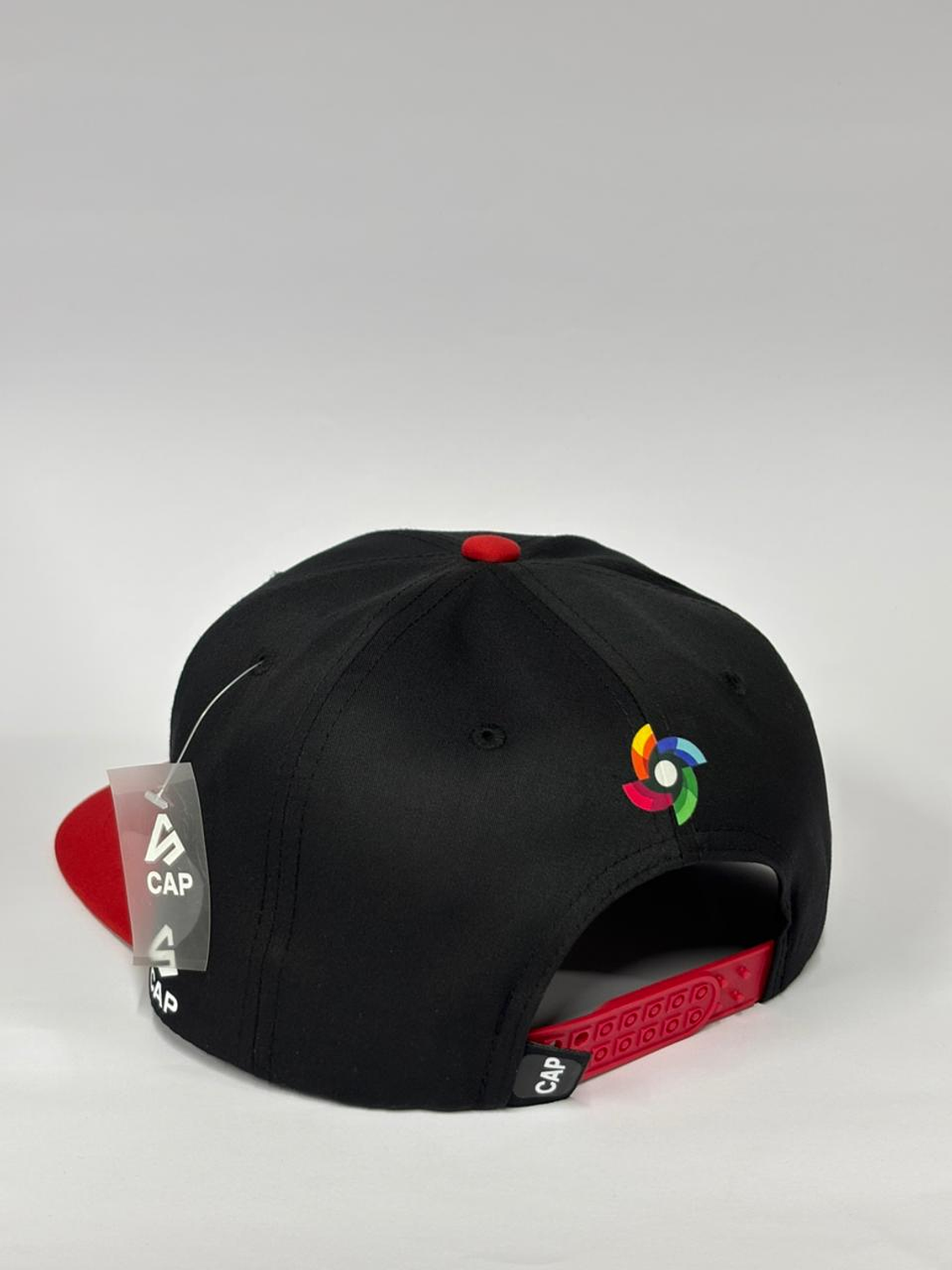 Gorra de lona 6p plana - Negro x rojo  / USA - CMB  3
