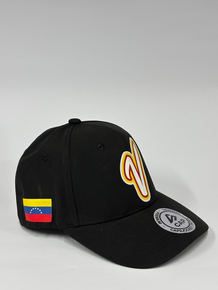Gorra de lona 6p cerrada - Negro / V Venezuela CMB  2