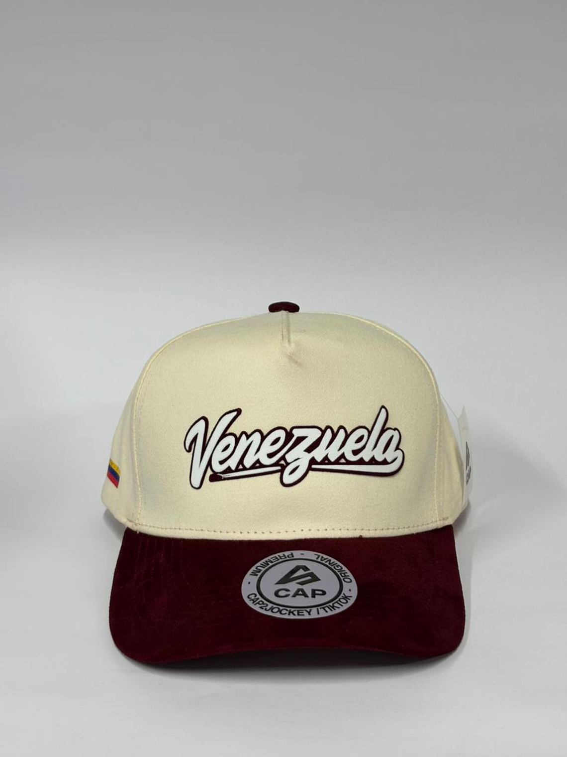 Gorra de lona 5p - Beige x Burdeo / Venezuela única  1