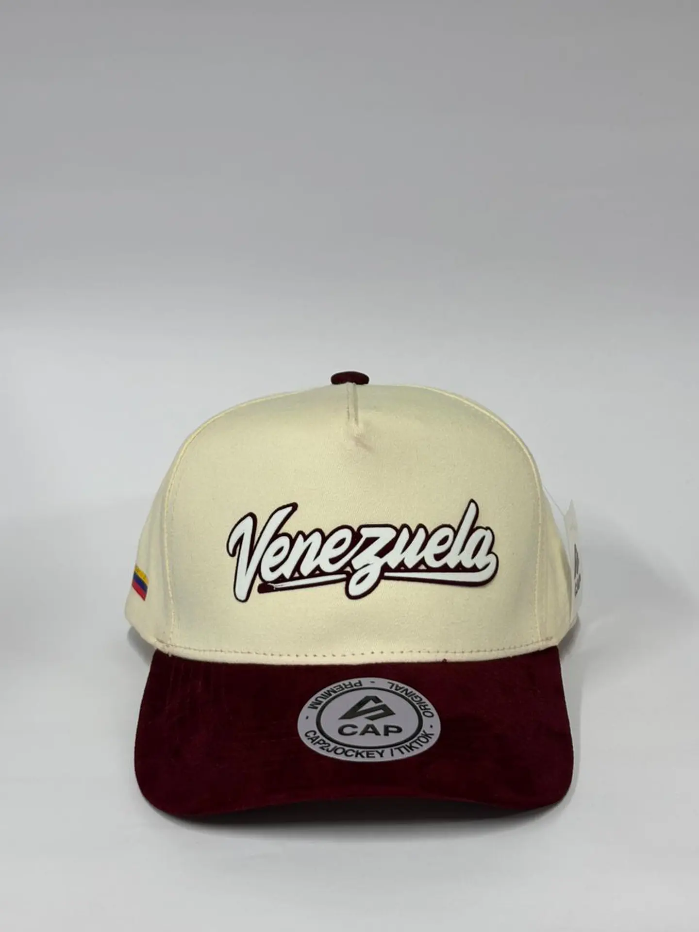 Gorra de lona 5p - Beige x Burdeo / Venezuela única  1
