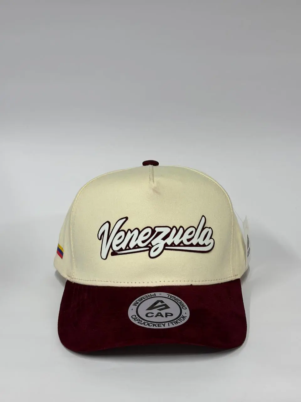 Gorra de lona 5p - Beige x Burdeo / Venezuela única  1