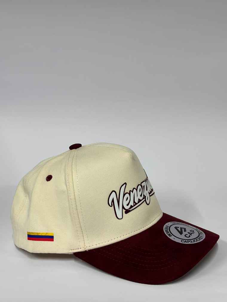 Gorra de lona 5p - Beige x Burdeo / Venezuela única  2